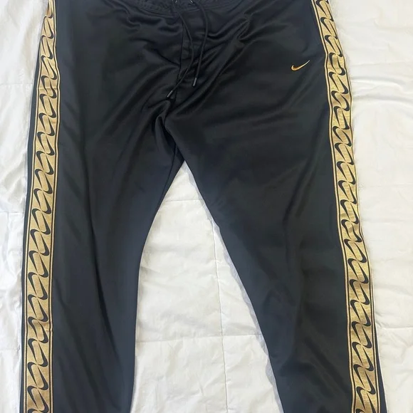 Nike Black Women's Track Pants with Gold Detail - Picture 2 of 4
